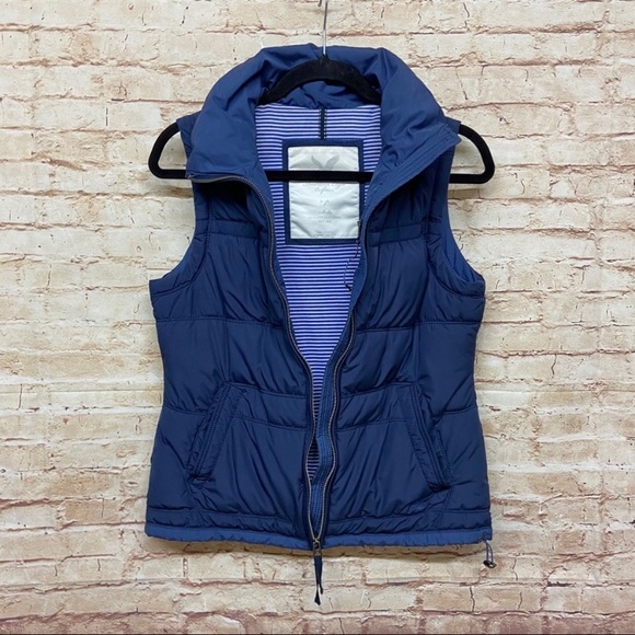 AE American Eagle Womens Puffer Vest Size S Full Zip Pockets Solid Navy Blue - Picture 4 of 6